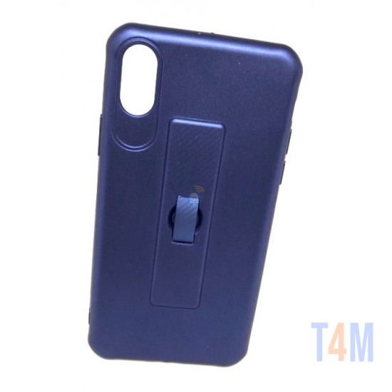 CAPA DE SILICONE MOTOMO COM ANEL DE DEDO PARA IPHONE X AZUL